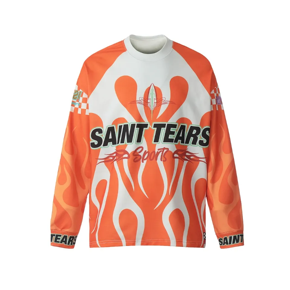 Saint michael tears all-over printed long-sleeved vintage autumn and winter T-shirt Style number: 121 Size: M L XL Wholesale price: 136 Color: black orange